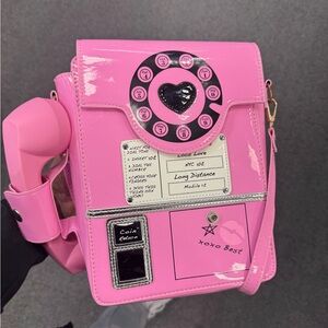 Pink Retro Phone Design Women's Bag